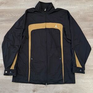 Vintage Jordan Warm Up Basketball Jacket Mens M Black Gold Jumpman Logo #23 Y2K